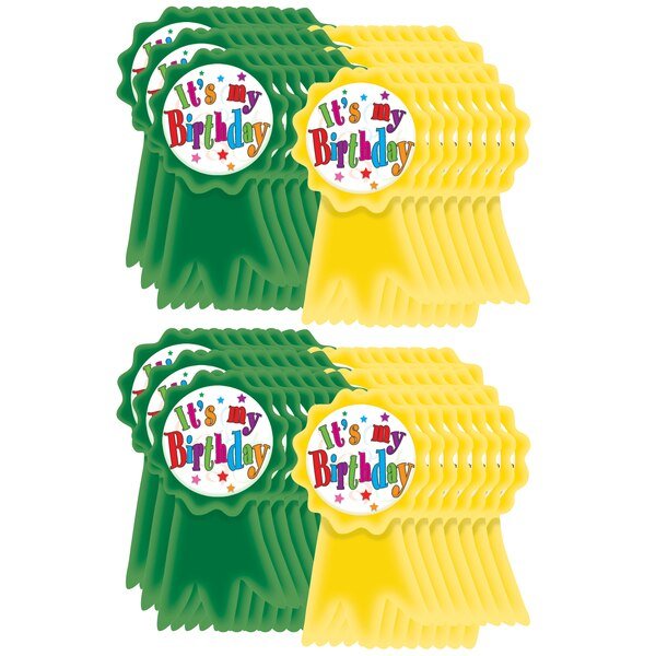 Birthday Ribbons Wear Em Badges, PK96, Teacher Created Resources, Mfr#: TCR4851