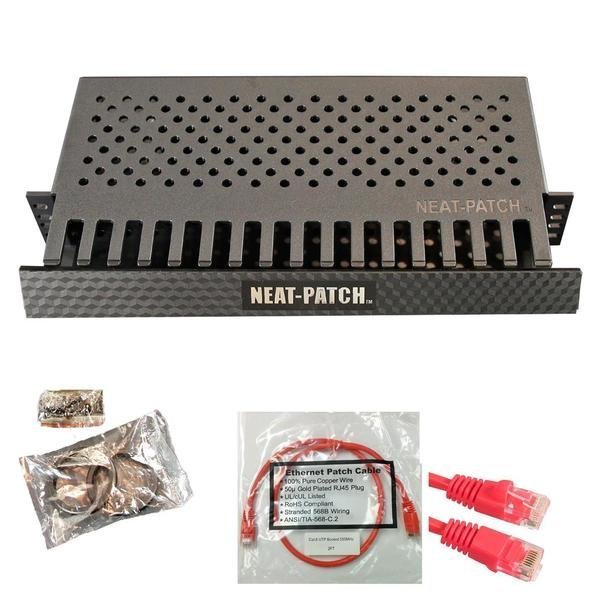 Neat Patch 2U Cable Management Kit w/ 24 1ft CAT6 Cables - Red, Electriduct, Mfr#: NP2-1PK-24CAT6-RD