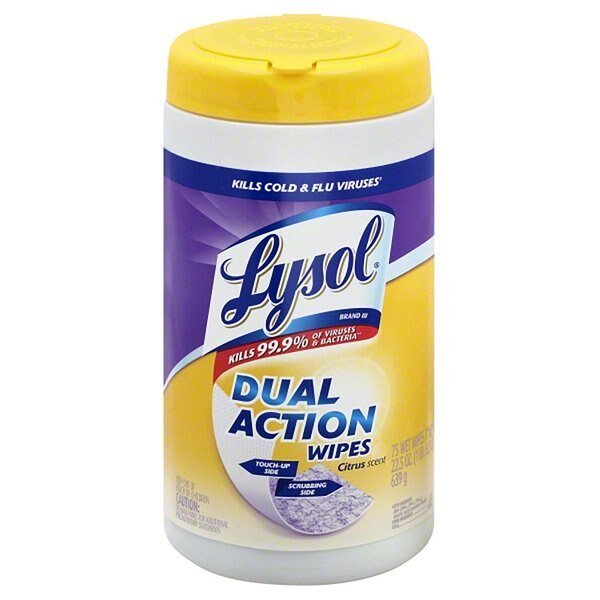 Dual Action Fiber Weave Antibacterial Wipes 75 pk, 75PK, Lysol, Mfr#: 1920081700