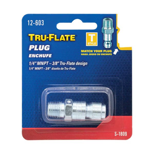 AIR PLUG 3/8""TF 1/4""MNPT, Tru-Flate, Mfr#: 12603