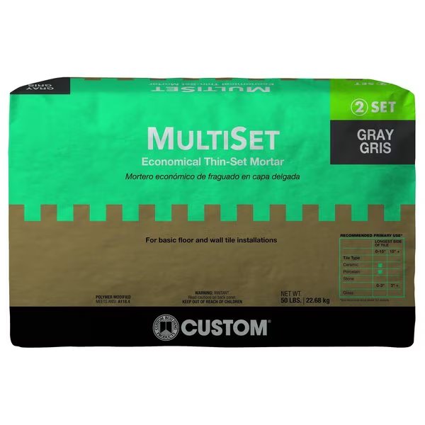 Custom Building Products MultiSet Gray Thin-Set Mortar 50 lb, Masterblend, Mfr#: MSMG50