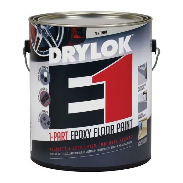 Drylok E1 Semi-Gloss Platinum Acrylic Epoxy Blend Epoxy Floor Paint 1 gal, Zar, Mfr#: 23813