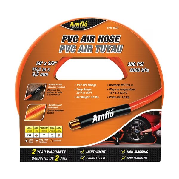 HOSE AIR 3/8""X50' ORANGE, Amflo, Mfr#: 576-50A