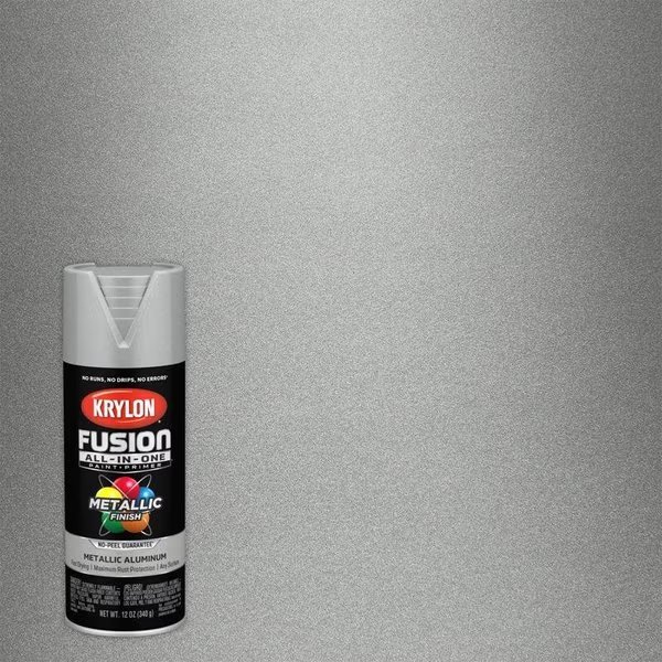 Krylon Fusion All-In-One Metallic Aluminum Paint+Primer Spray Paint 12 oz, Short Cuts, Mfr#: K02766007
