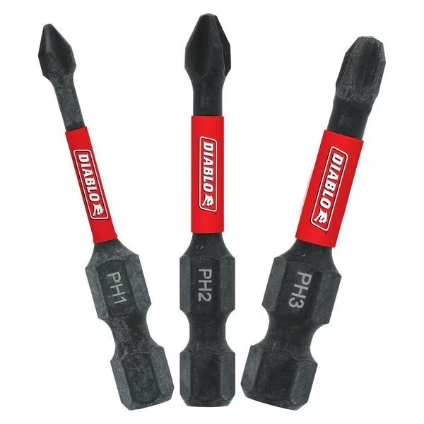 Phillips 2 in. L Drive Bit Set Black Oxide 3 pc, Diablo, Mfr#: DPHV2-S3