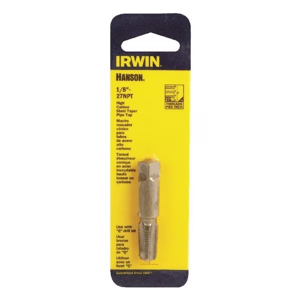 Hanson High Carbon Steel SAE Pipe Taper Tap 1/8 in.-27NPT  1 pc, Irwin, Mfr#: 1902ZR