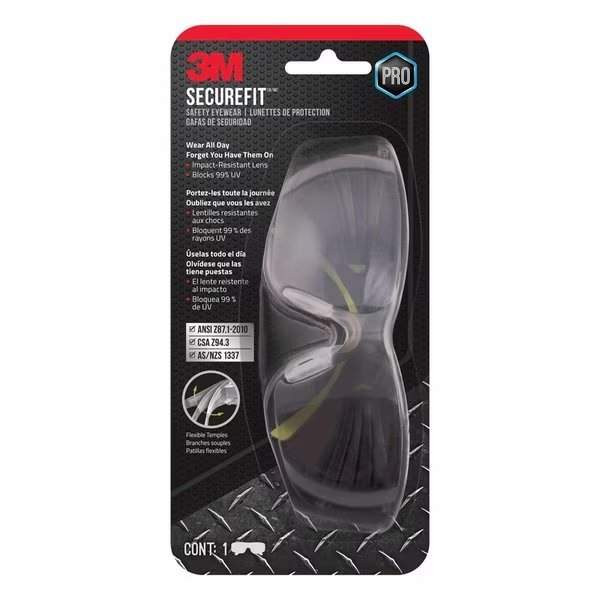 3M SecureFit Anti-Fog Safety Glasses Mirror Lens Black/Green Frame 1 pc, Scotch, Mfr#: SF400M-WV-6