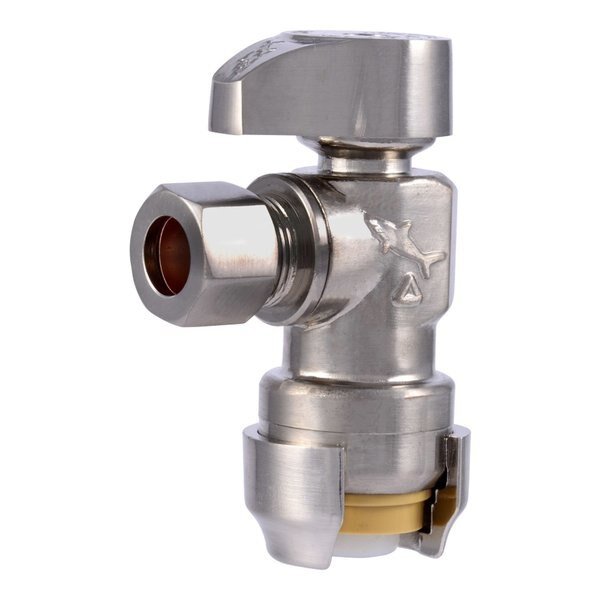 1/2 in. PTC X 3/8 in. Compression Brass Angle Stop Valve, Sharkbite, Mfr#: 23036LFBN