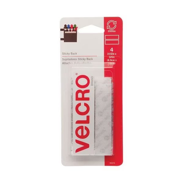 Hook and loop Strips 3-1/2 in. L 4 pk, Velcro Brand, Mfr#: 90076