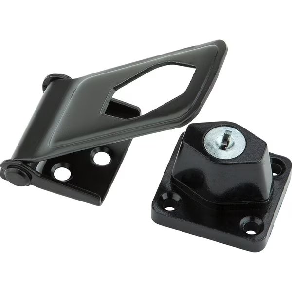 Black Steel 3.5 in. L Keyed Hasp Lock, National Hardware, Mfr#: N102-802