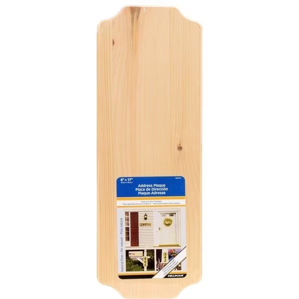 Natural Wood Rectangle Address Plate, 3PK, Hillman, Mfr#: 844113