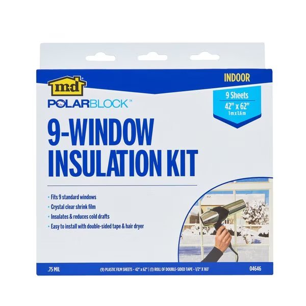 M-D Polar Block Clear 9-Window Indoor Insulation Kit 42 in. W X 62 in. L, M-D, Mfr#: 04646