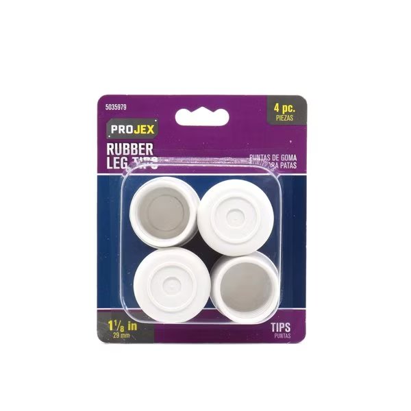 Rubber Leg Tip Off-White Round 1-1/8 in. W , 4PK, Projex, Mfr#: P0055