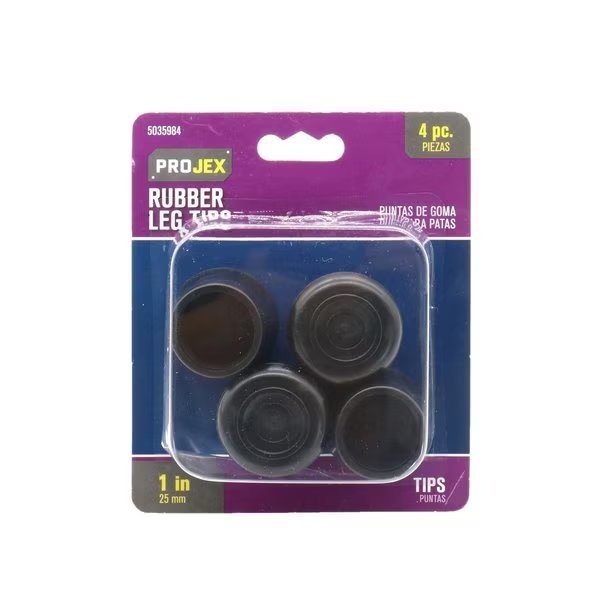 Rubber Leg Tip Black Round 1 in. W , 4PK, Projex, Mfr#: P0049