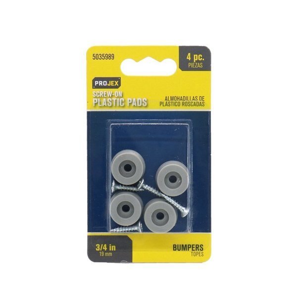 Plastic Bumper Pad Gray Round 3/4 in. W 4 pk, Projex, Mfr#: P0123