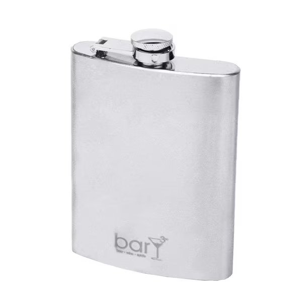 8 oz Silver Stainless Steel Flask, Bary3, Mfr#: BAR-0137