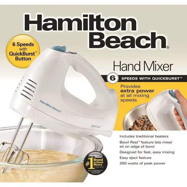 HAND MIXER WHITE 6SPD, Hamilton Beach, Mfr#: 62689