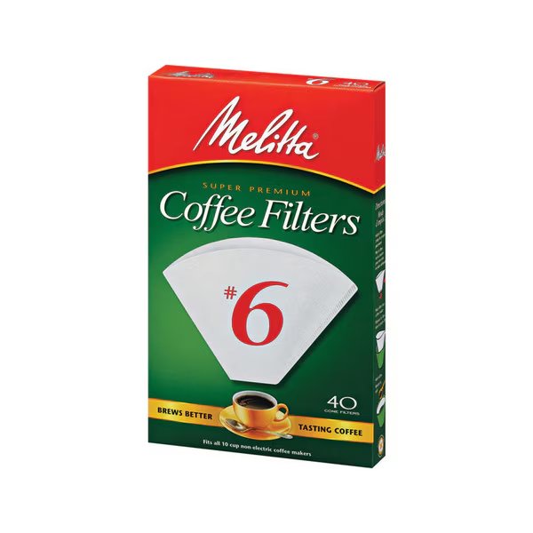 Coffee Filter #6Wht 40Ct, Melitta, Mfr#: 626402