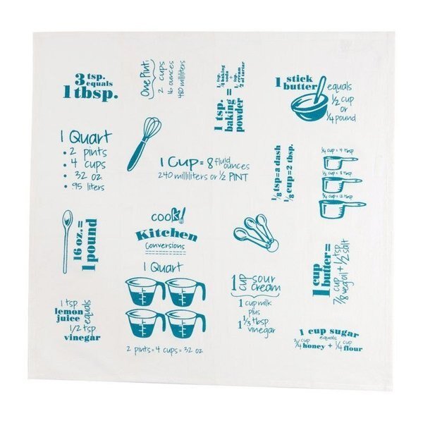 Cooks Kitchen Teal Cotton Conversions & Equivalents Krinkle Flour Sack Towel, Kay Dee, Mfr#: R3213
