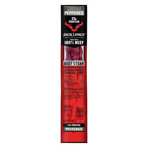 Jack Link's Jumbo Peppered Beef Steak 2 oz Packet, Jack Links, Mfr#: 06023