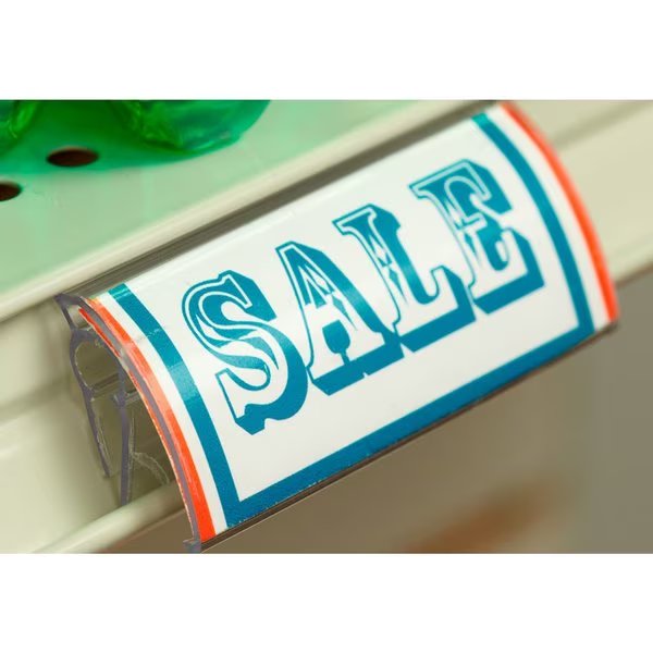 0.25 in. H X 1.5 in. W X 2 in. L Clear Utility/Parts C Channel Ticket Holder Plastic, Kinter, Mfr#: 108829-ACE