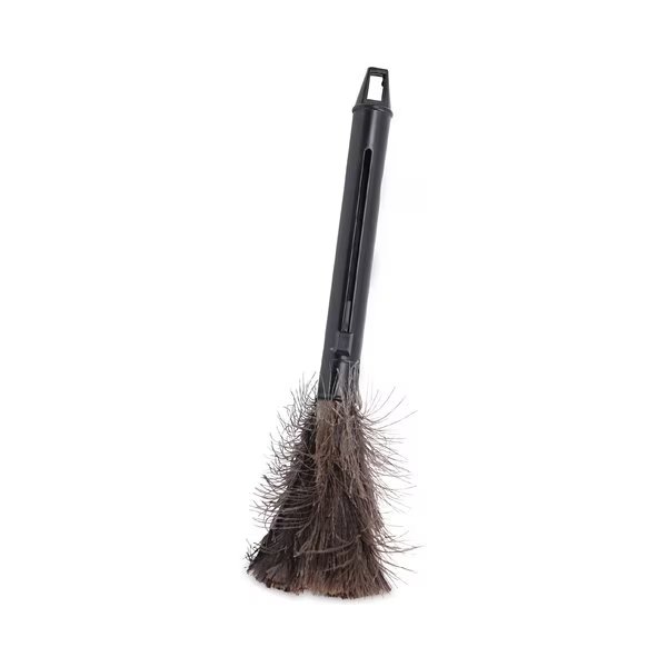 Retractable Feather Duster, Black Plastic Handle Extends 9