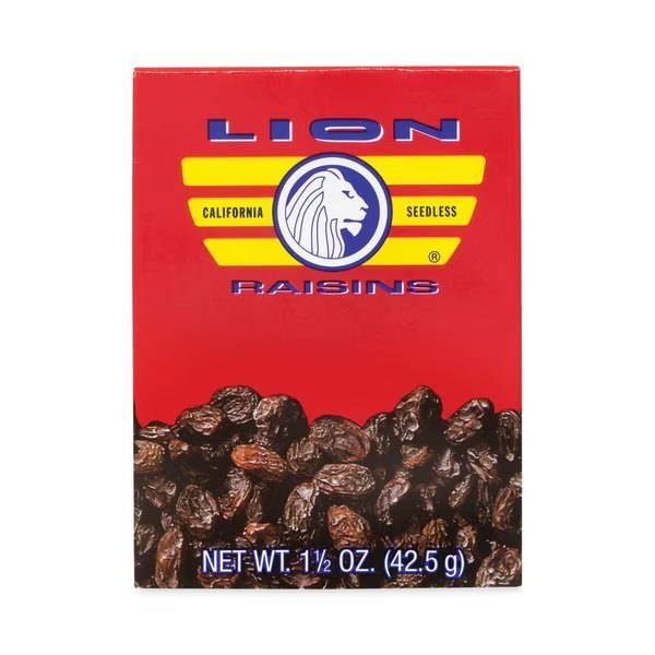 California Seedless Raisins, 1.5 oz Box, 6PK, Lion, Mfr#: 101