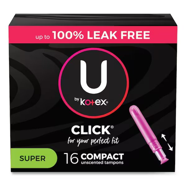 U by Click Compact Tampons, Super Absorbency, 128PK, Kotex, Mfr#: 51581