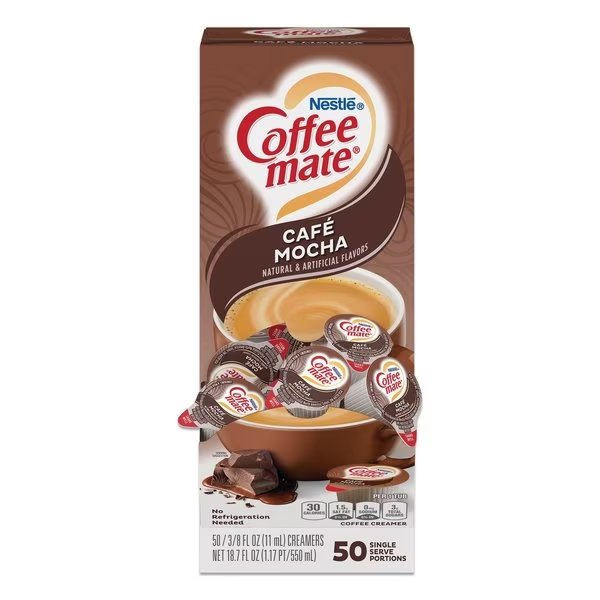 Liquid Creamer, Cafe Mocha, 0.375 oz., PK50, Coffee Mate, Mfr#: NES35115