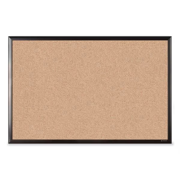 Cork Bulletin Board with Aluminum Frame, 35 x 23, Natural Surface, Black Frame, U Brands, Mfr#: 2880U00-01