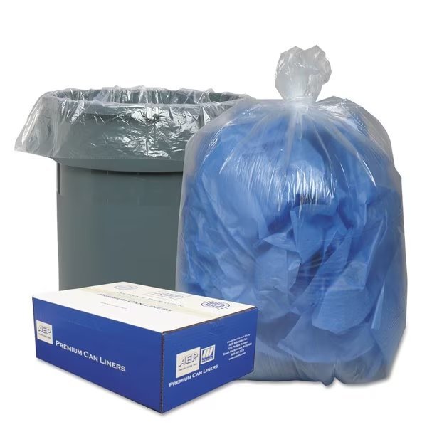 56 gal Trash Bags, 43 in x 47 in, Heavy-Duty, 0.9 mil, Clear, 100 PK, Classic Clear, Mfr#: WEBWRMC48