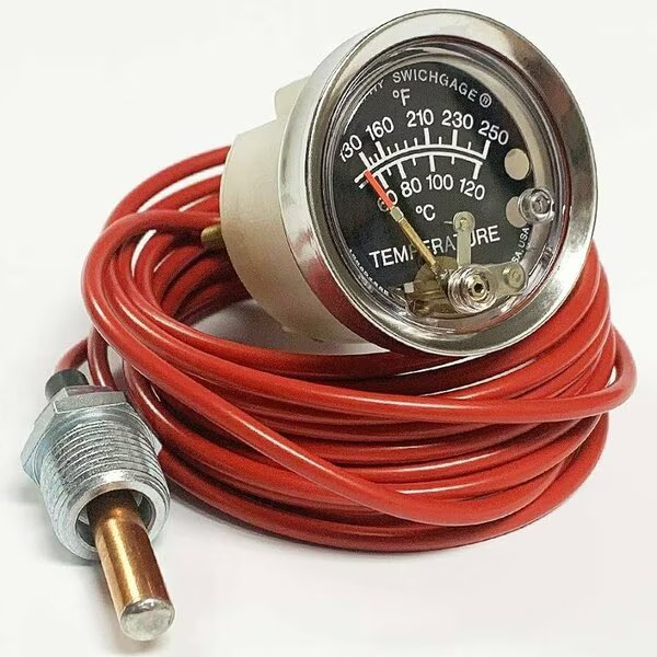 2 in. Temperature Swichgage; Polycarbonate Case; 130-250 DegF 20 Ft, Murphy Gauges, Mfr#: A20T250-20