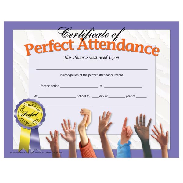 Certificate of Attendance, PK5, Hayes, Mfr#: VA613-5