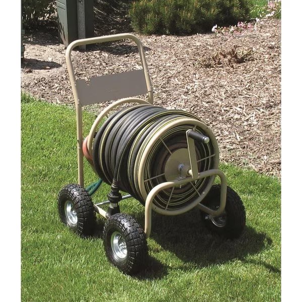CommercialDuty Steel Garden Hose Reel Cart, 4 Wheel, Tan, 300 Feet 58 in, Liberty, Mfr#: 870-M1-2