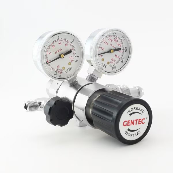 HP Low Flow Regulator, CGA 590, Inlet  0 to 25 PSI, Needle Valve, Use with: Air, Gentec, Mfr#: R31BMK-DLK-C590-01-N