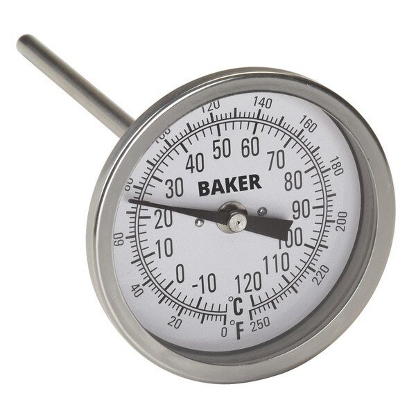 T3006-250 Bimetal Thermometer, 0 to 250 deg F (-20 to 120 deg C), Baker Instruments, Mfr#: T3006-250