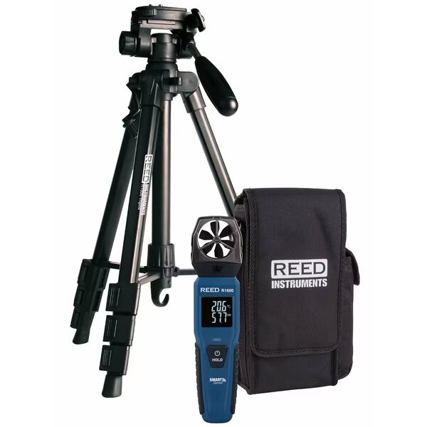REED Data Logging Smart Series Vane Anemometer with Tripod and Carrying Case, Reed Instruments, Mfr#: R1600-KIT