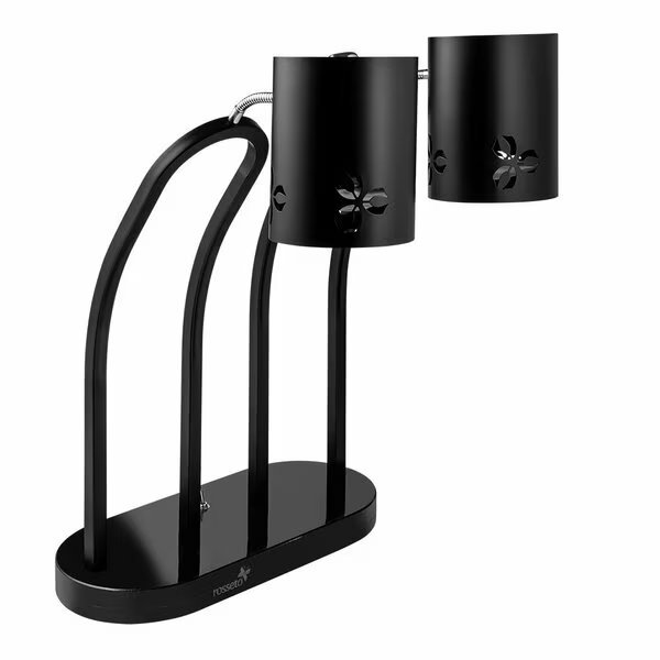 Iris Double Black Matte Heat Lamp, with Black Metal Base, Rosseto Serving Solutions, Mfr#: HL020