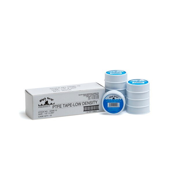 PTFE Tape-Low Den-China 1/2X260-10Pack, Black Swan, Mfr#: 02090-10