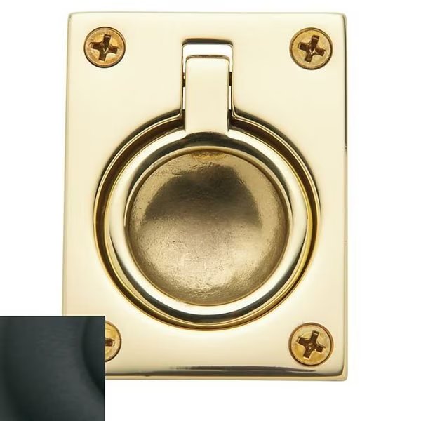 Estate Satin Black Flush Ring Pull, Baldwin, Mfr#: 0394.190