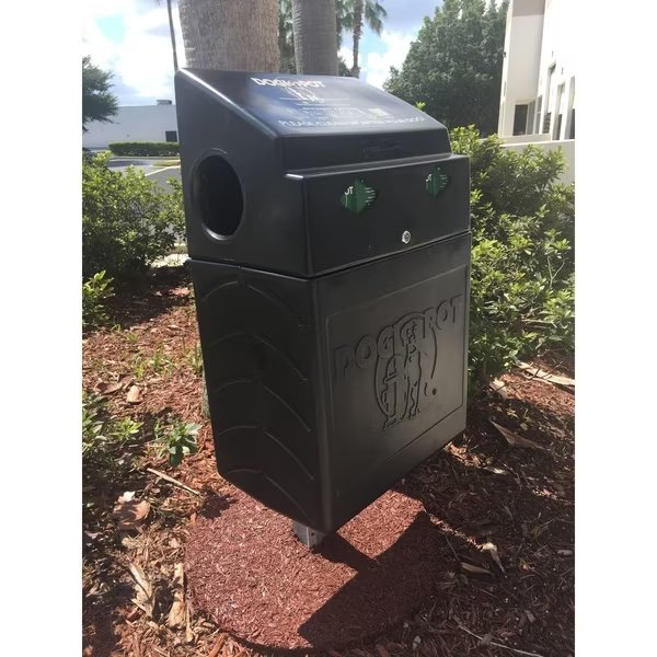 Pole Mounted DOGVALET Pet Waste Receptac, Dogipot, Mfr#: 1005BLK-2
