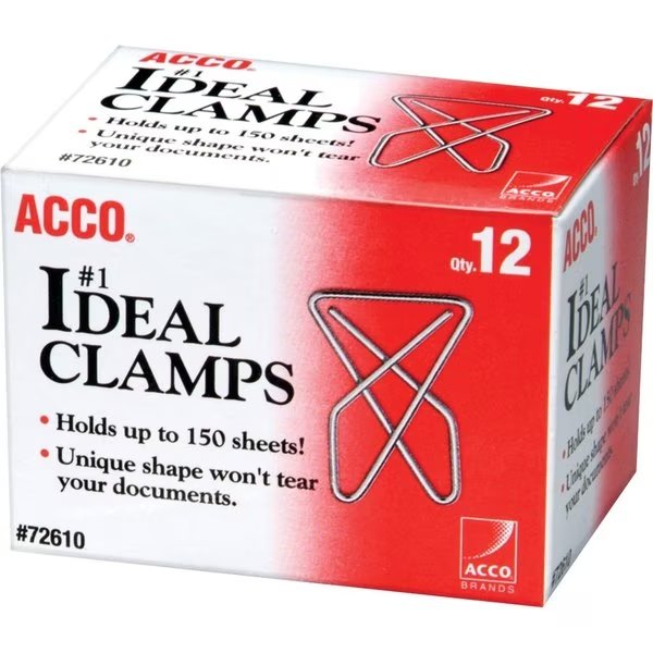 Clamps, Ideal, Butterfly, Lrg, PK12, Acco, Mfr#: 72610