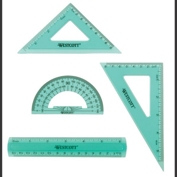 Math Sets, 4-pc. Flexible Shatterproof, Westcott, Mfr#: 15992