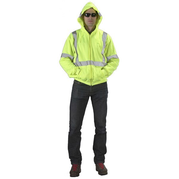 High Visibility ANSI Class 3 Lime Fleece, 12 In Height, 12 in Width, Mutual Industries, Mfr#: 16382-0-8