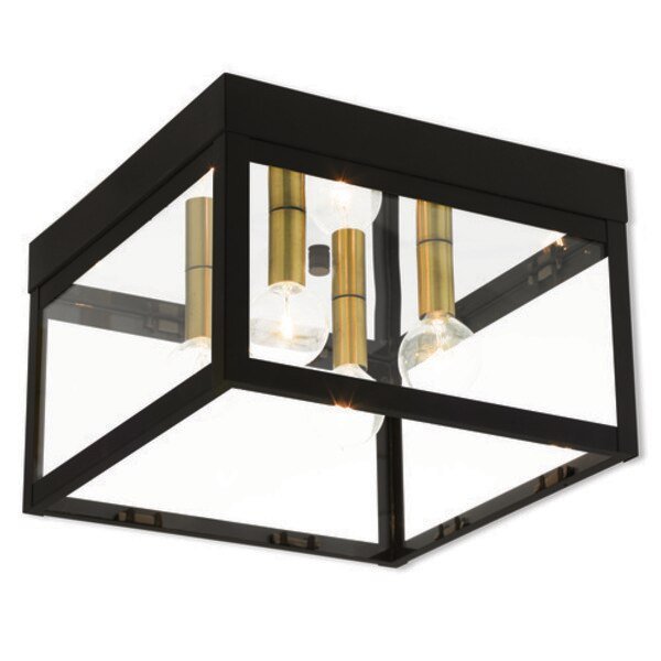 Nyack 4 Light Bronze Outdoor Ceiling Mount, Livex Lighting, Mfr#: 20589-07