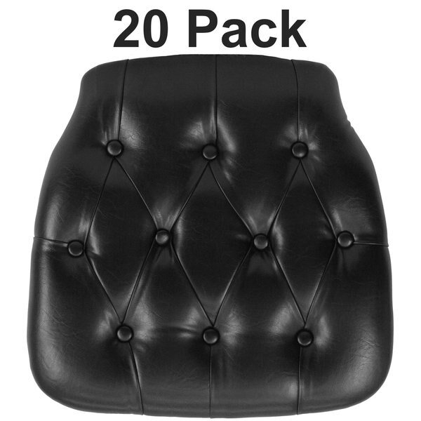 Hard Black Tufted Vinyl Chiavari Chair Cushion, PK20, Flash Furniture, Mfr#: 20-SZ-TUFT-BLACK-GG