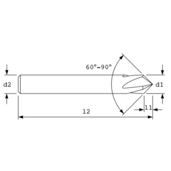 Chamfer Mill 2FL 60deg 3/16