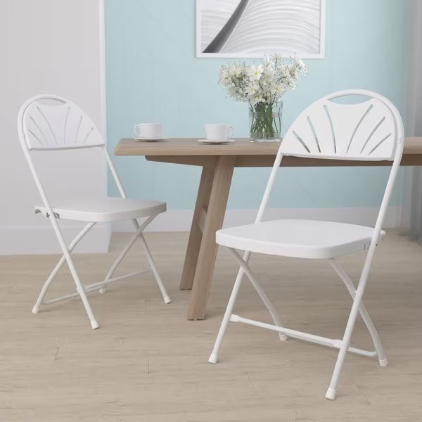 White Plastic Folding Chair, Flash Furniture, Mfr#: 2-LE-L-4-WHITE-GG