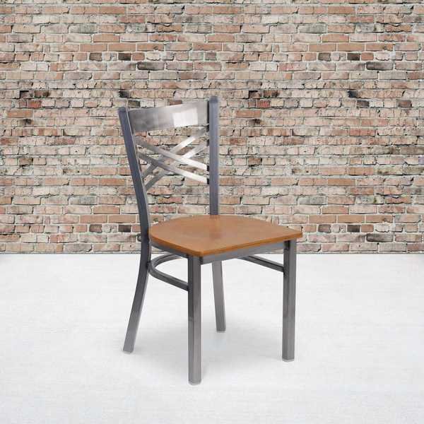Clear X Chair-Nat Seat, Flash Furniture, Mfr#: 2-XU-6FOB-CLR-NATW-GG