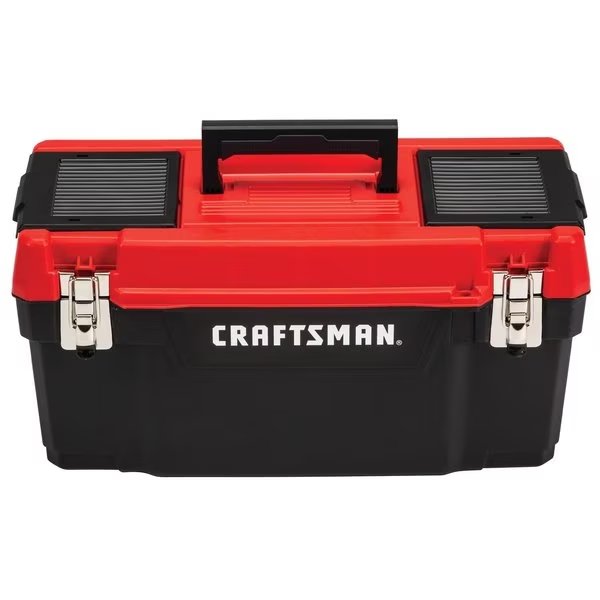 Tool Box, Plastic, Black/Red, 20 in W x 10 in D x 10 in H, Craftsman, Mfr#: CMST20901
